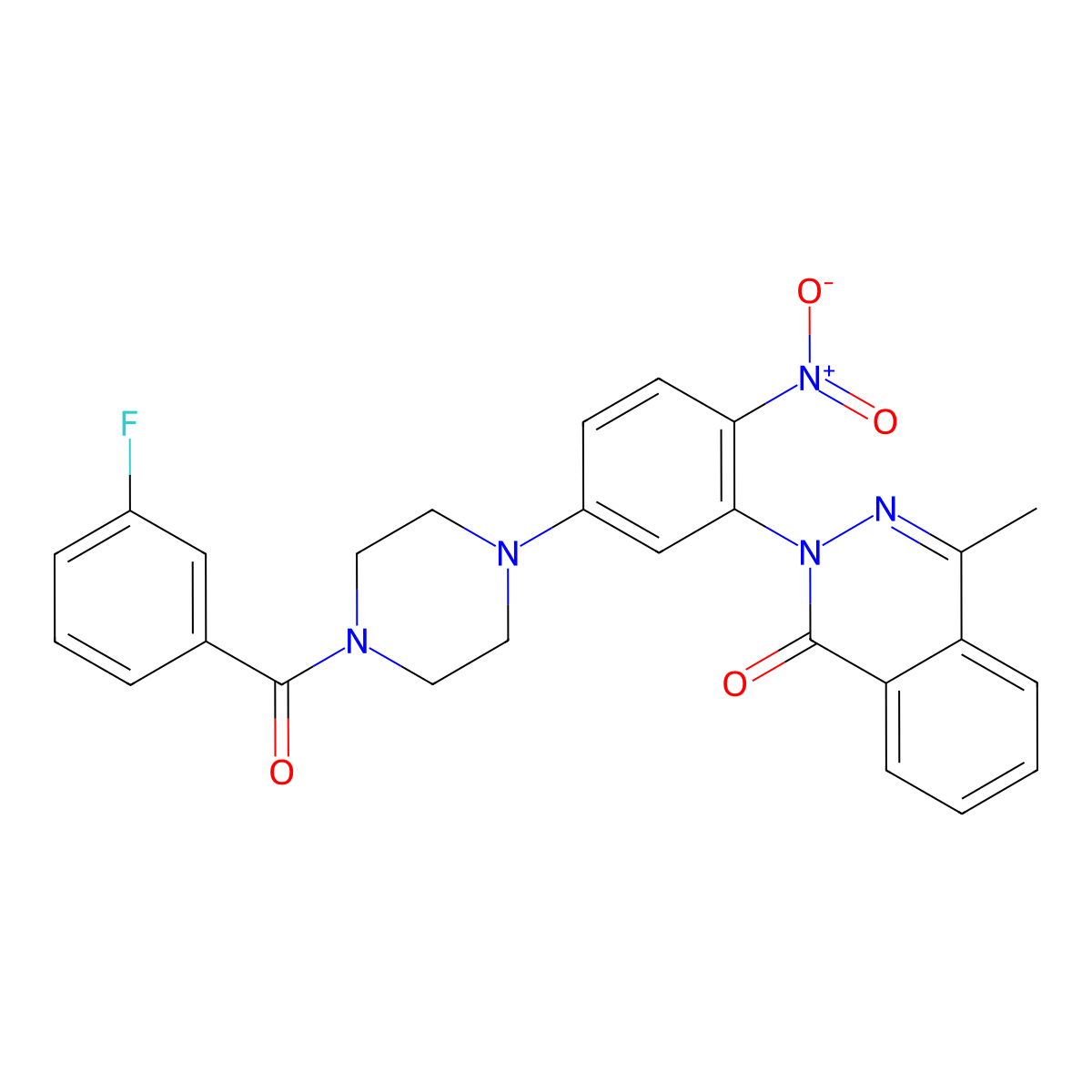 2-[5-[4-(3-Fluorobenzoyl)piperazin-1-yl]-2-nitrophenyl]-4-methylphthalazin-1-one molecular structure, CAS 524034-68-2