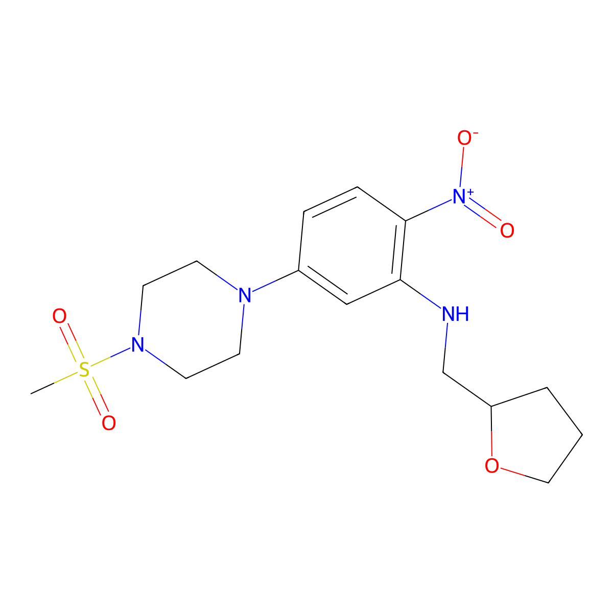 5-(4-methylsulfonylpiperazin-1-yl)-2-nitro-N-(oxolan-2-ylmethyl)aniline molecular structure, CAS 524034-74-0