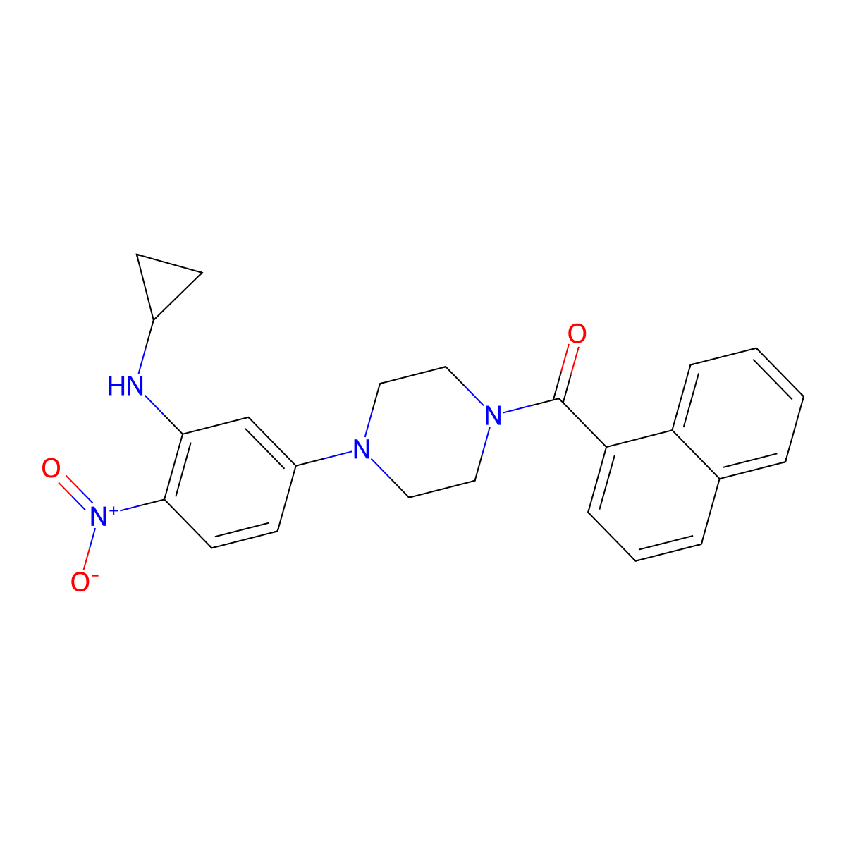 [4-[3-(Cyclopropylamino)-4-nitrophenyl]piperazin-1-yl]-naphthalen-1-ylmethanone molecular structure, CAS 524034-76-2