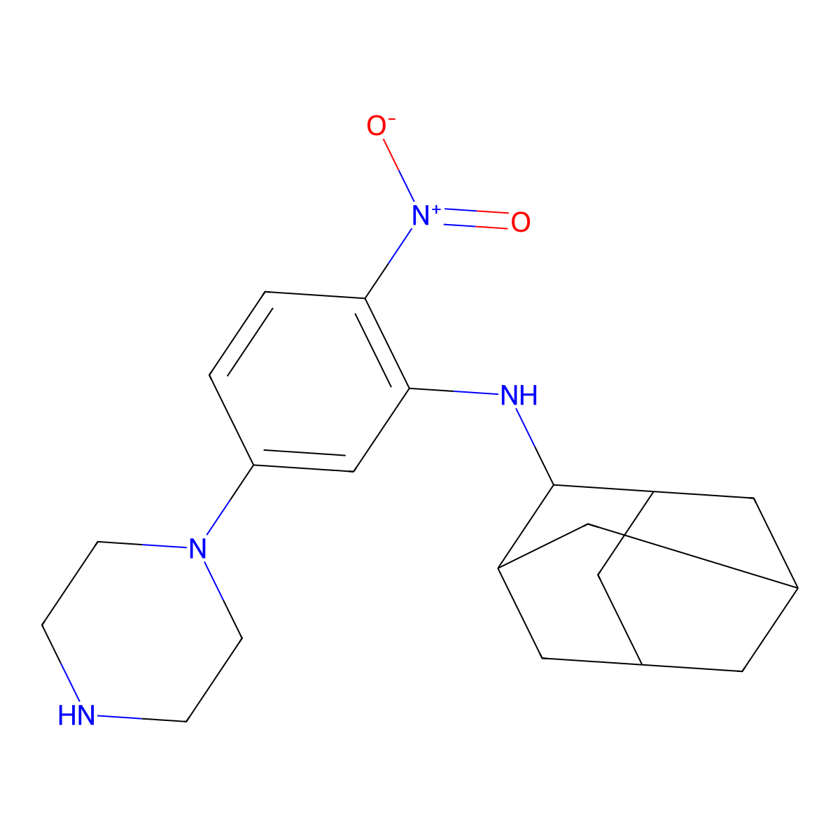N-(2-nitro-5-piperazin-1-ylphenyl)adamantan-2-amine molecular structure, CAS 524034-78-4