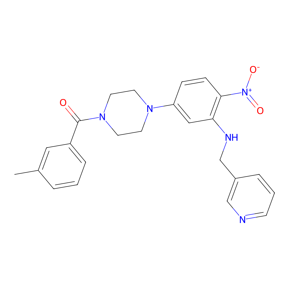 (3-Methylphenyl)-[4-[4-nitro-3-(pyridin-3-ylmethylamino)phenyl]piperazin-1-yl]methanone molecular structure, CAS 524034-80-8