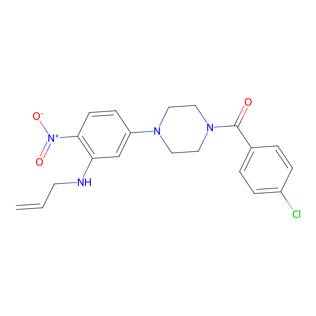 (4-Chlorophenyl)-[4-[4-nitro-3-(prop-2-enylamino)phenyl]piperazin-1-yl]methanone molecular structure, CAS 524034-85-3