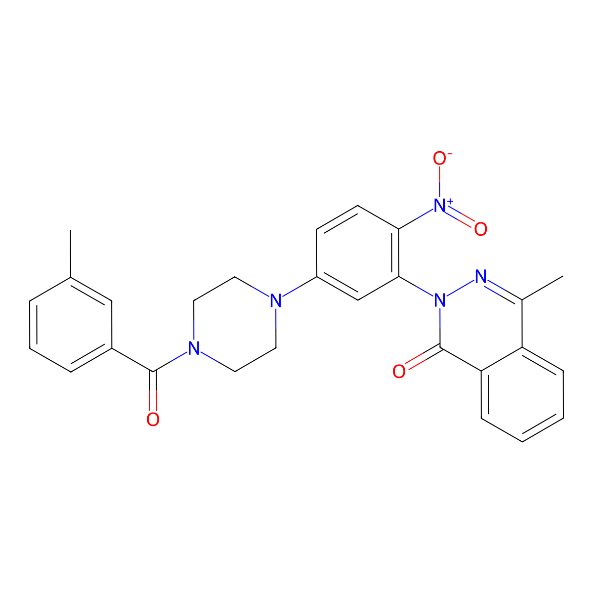 4-Methyl-2-[5-[4-(3-methylbenzoyl)piperazin-1-yl]-2-nitrophenyl]phthalazin-1-one molecular structure, CAS 524034-88-6