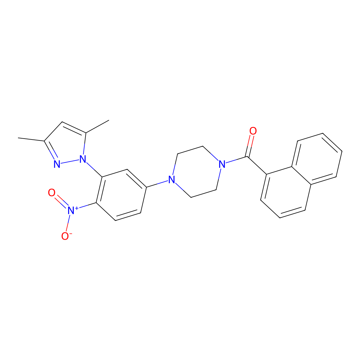 [4-[3-(3,5-Dimethylpyrazol-1-yl)-4-nitrophenyl]piperazin-1-yl]-naphthalen-1-ylmethanone molecular structure, CAS 524034-92-2