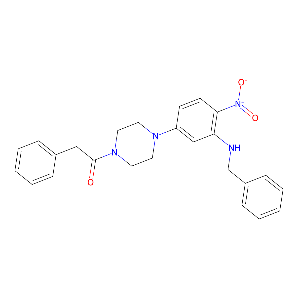 1-[4-[3-(Benzylamino)-4-nitrophenyl]piperazin-1-yl]-2-phenylethanone molecular structure, CAS 524034-94-4