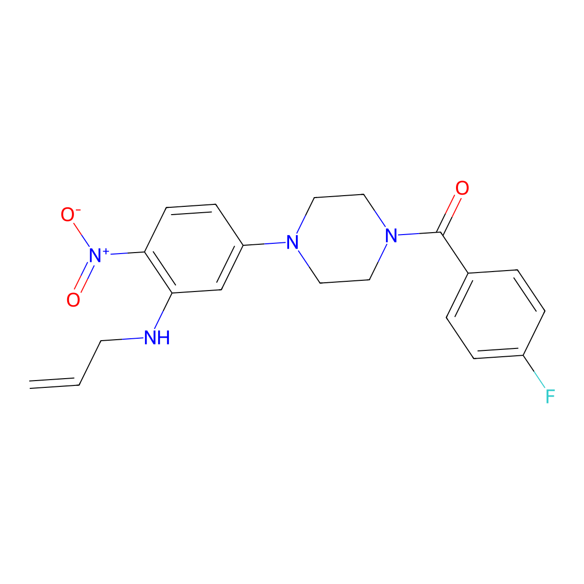 (4-Fluorophenyl)-[4-[4-nitro-3-(prop-2-enylamino)phenyl]piperazin-1-yl]methanone molecular structure, CAS 524034-98-8