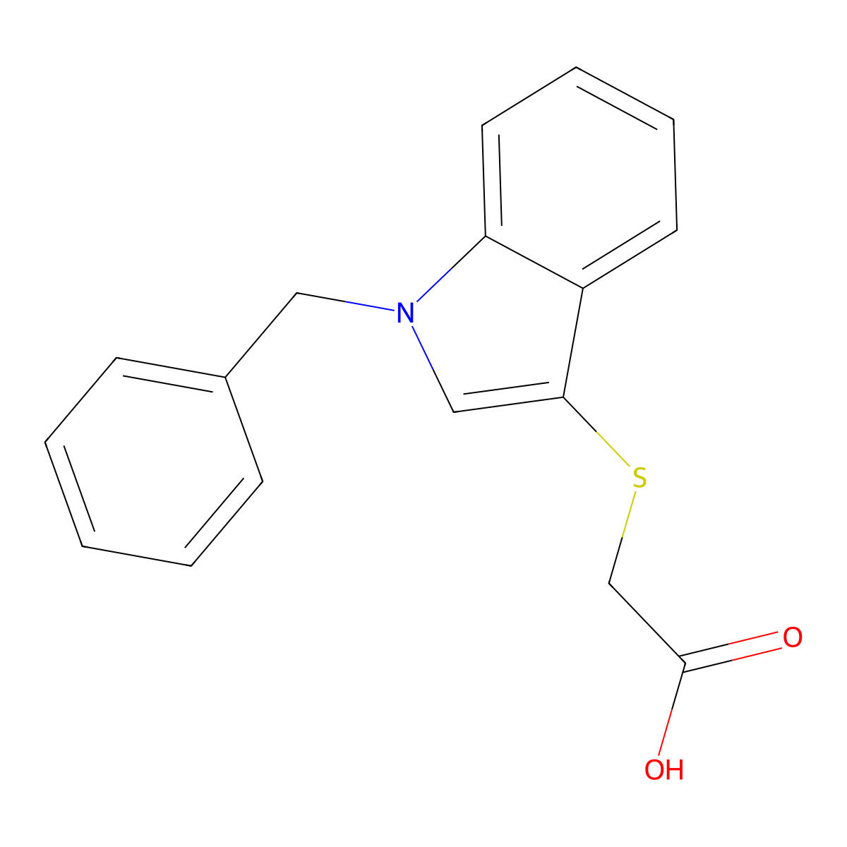 2-[[1-(Phenylmethyl)-1H-indol-3-yl]thio]acetic acid molecular structure, CAS 524035-97-0
