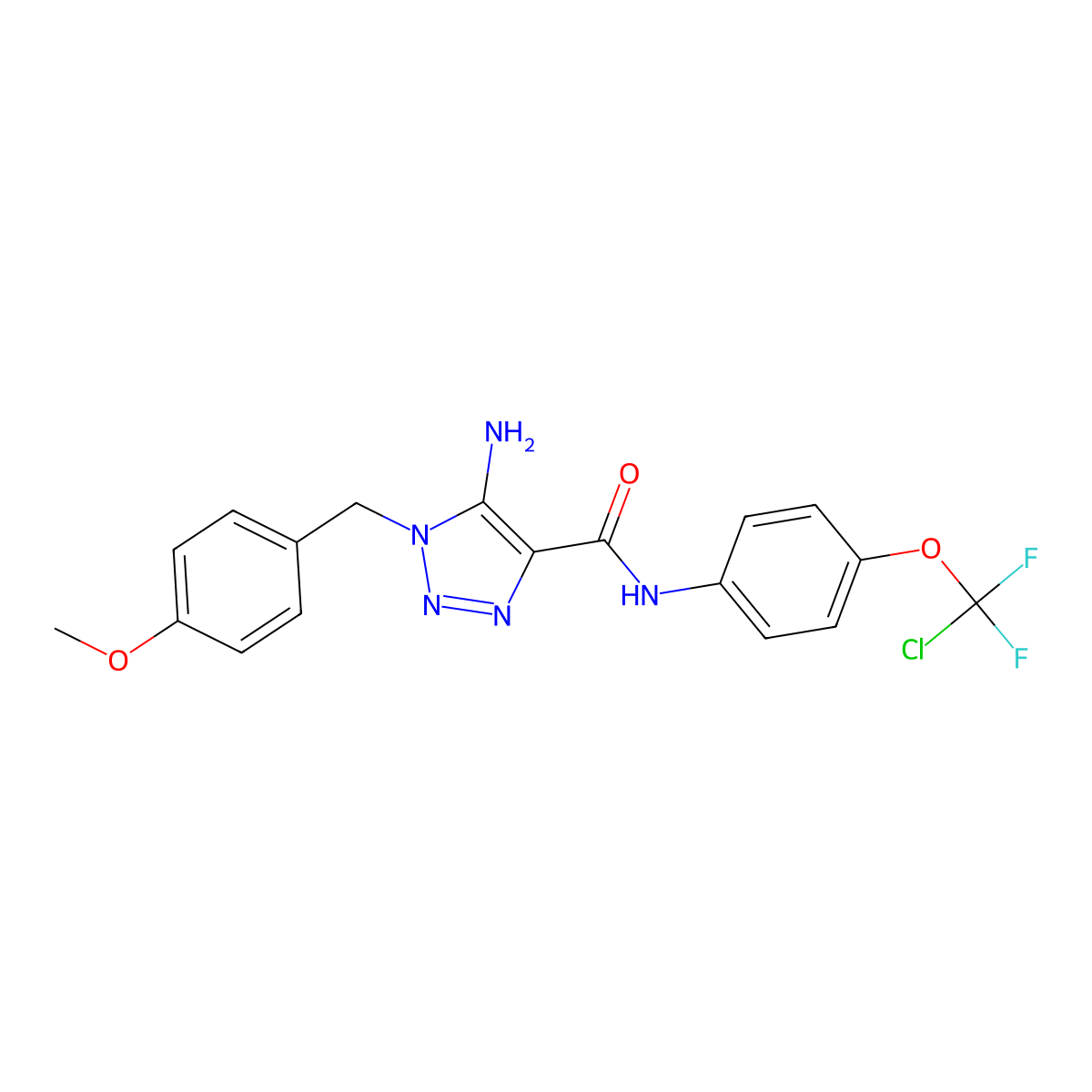 5-amino-N-{4-[chloro(difluoro)methoxy]phenyl}-1-(4-methoxybenzyl)-1H-1,2,3-triazole-4-carboxamide molecular structure, CAS 524036-00-8