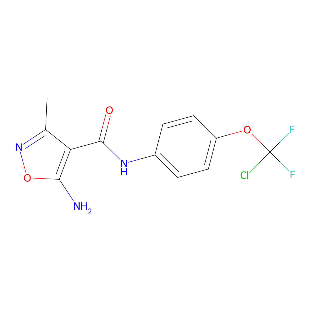 4-Isoxazolecarboxamide, 5-amino-N-[4-(chlorodifluoromethoxy)phenyl]-3-methyl- molecular structure, CAS 524036-07-5