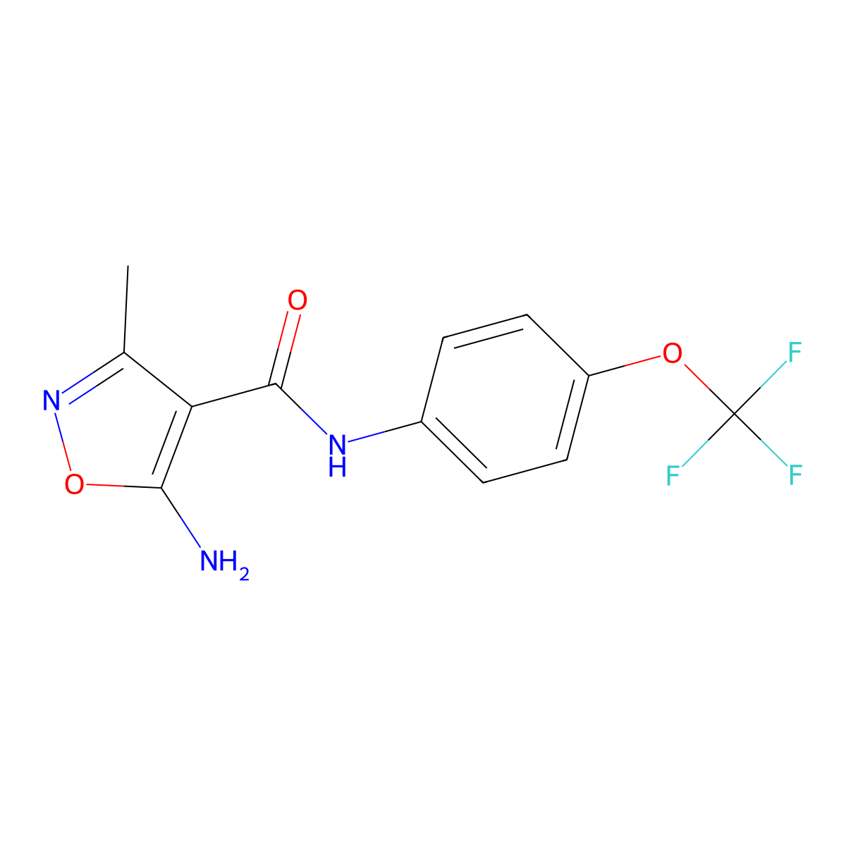 5-amino-3-methyl-N-[4-(trifluoromethoxy)phenyl]-1,2-oxazole-4-carboxamide molecular structure, CAS 524036-08-6