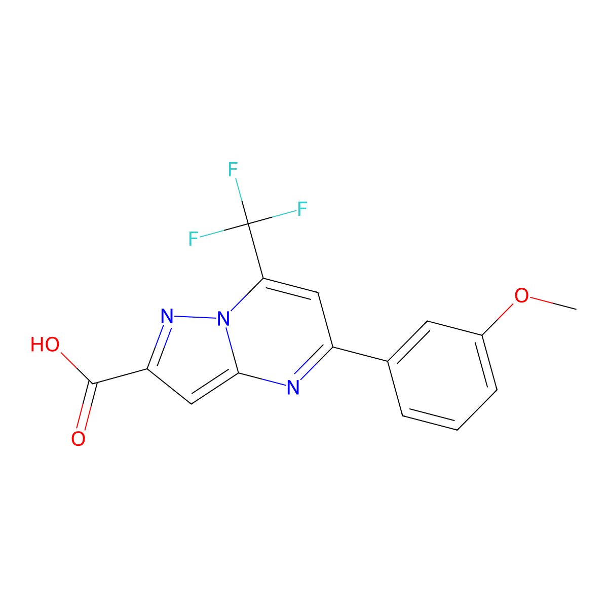 5-(3-Methoxyphenyl)-7-(trifluoromethyl)pyrazolo[1,5-a]pyrimidine-2-carboxylic acid molecular structure, CAS 524036-15-5