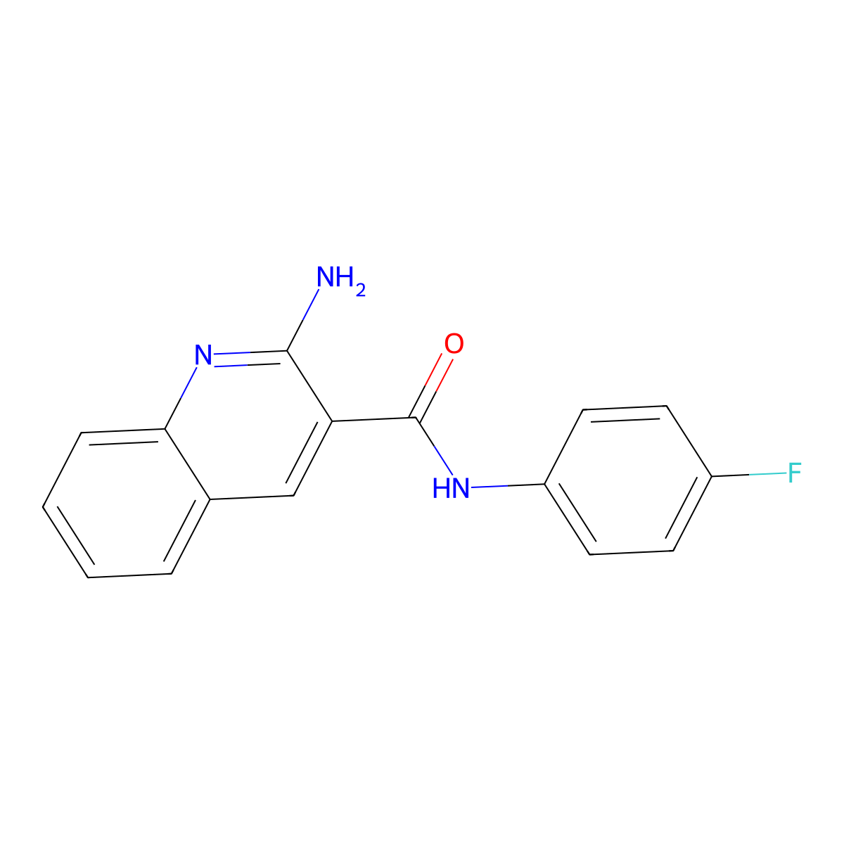 3-Quinolinecarboxamide, 2-amino-N-(4-fluorophenyl)- molecular structure, CAS 524036-16-6