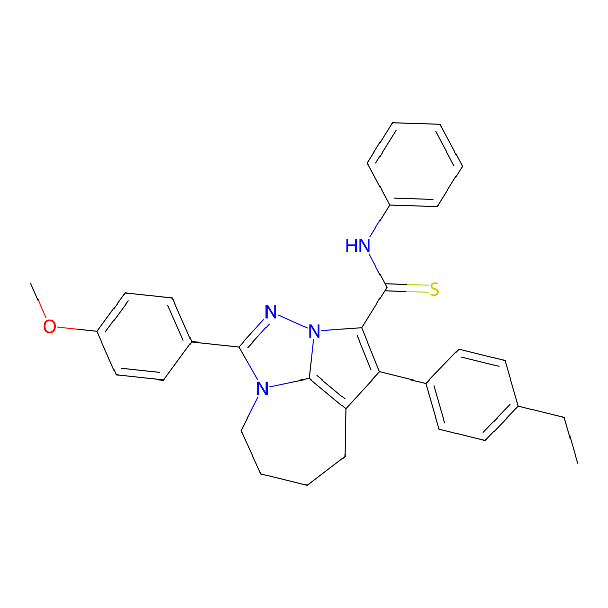 1-(4-ethylphenyl)-4-(4-methoxyphenyl)-N-phenyl-5,6,7,8-tetrahydro-2a,3,4a-triazacyclopenta[cd]azulene-2-carbothioamide molecular structure, CAS 524036-79-1