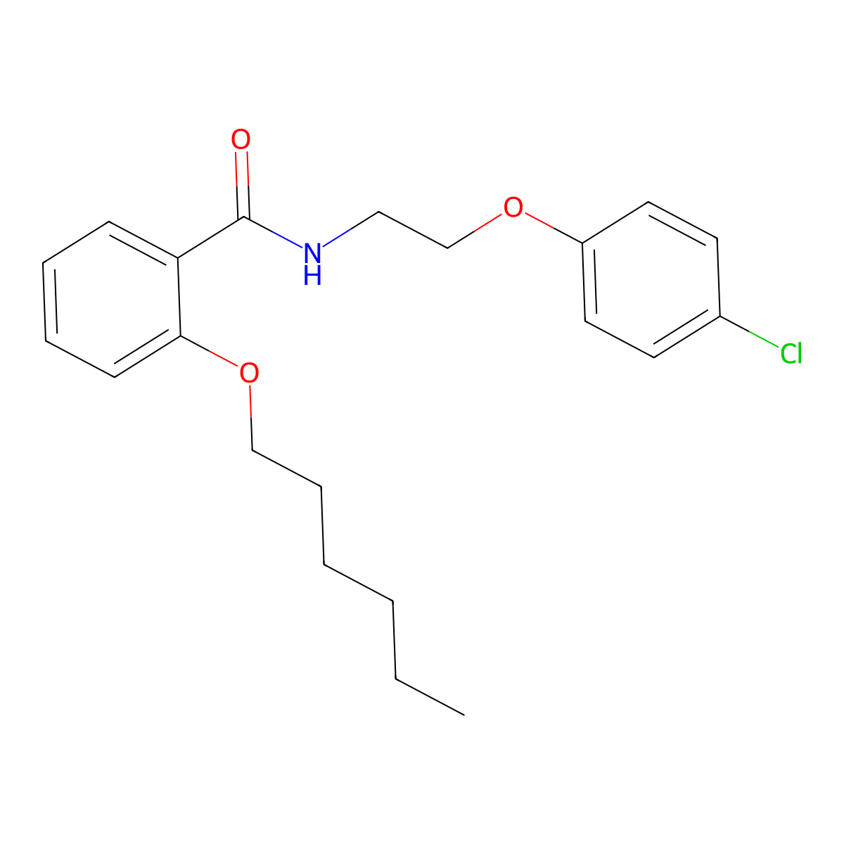 N-[2-(4-chlorophenoxy)ethyl]-2-hexoxybenzamide molecular structure, CAS 524037-01-2
