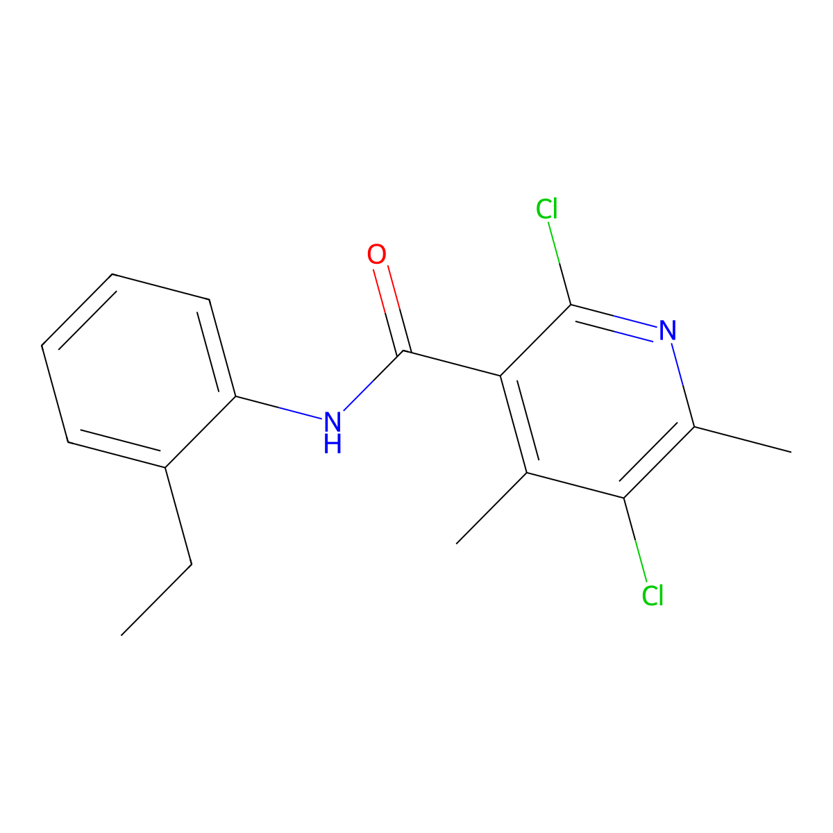 2,5-dichloro-N-(2-ethylphenyl)-4,6-dimethylpyridine-3-carboxamide molecular structure, CAS 524037-74-9