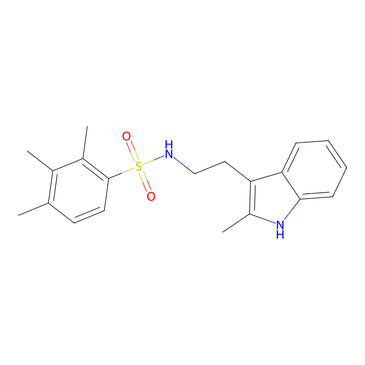 2,3,4-trimethyl-N-[2-(2-methyl-1H-indol-3-yl)ethyl]benzenesulfonamide molecular structure, CAS 524039-49-4