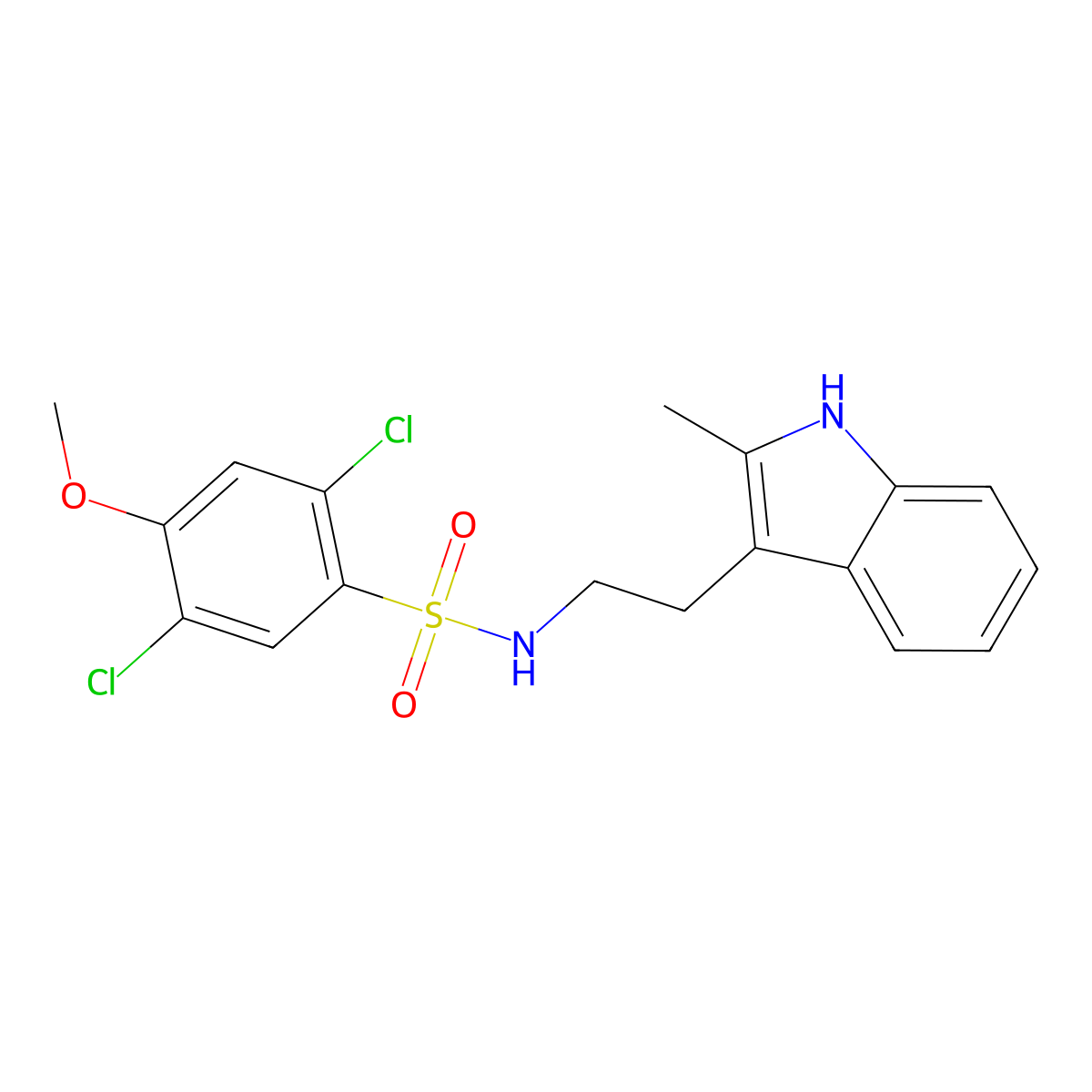 2,5-dichloro-4-methoxy-N-[2-(2-methyl-1H-indol-3-yl)ethyl]benzenesulfonamide molecular structure, CAS 524039-50-7