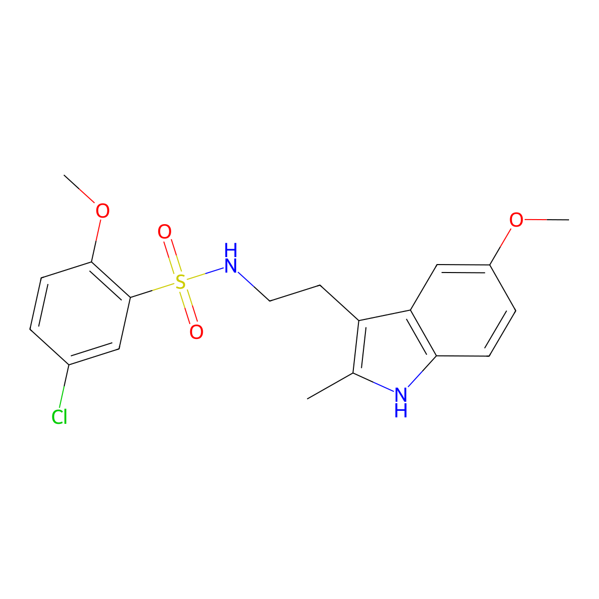 5-chloro-2-methoxy-N-[2-(5-methoxy-2-methyl-1H-indol-3-yl)ethyl]benzenesulfonamide molecular structure, CAS 524039-52-9