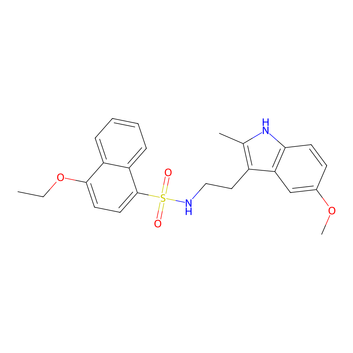 4-ethoxy-N-[2-(5-methoxy-2-methyl-1H-indol-3-yl)ethyl]naphthalene-1-sulfonamide molecular structure, CAS 524039-54-1
