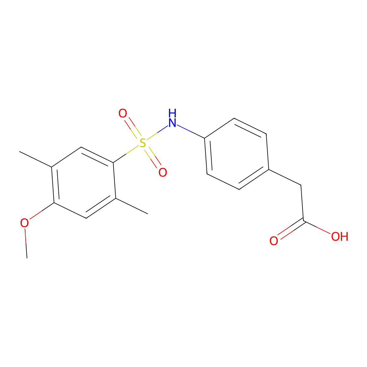 (4-{[(4-Methoxy-2,5-dimethylphenyl)sulfonyl]amino}phenyl)acetic acid molecular structure, CAS 524039-58-5