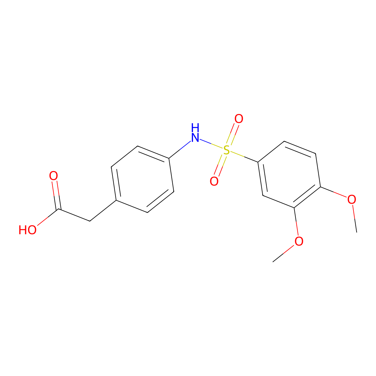 2-[4-(3,4-Dimethoxybenzenesulfonamido)phenyl]acetic acid molecular structure, CAS 524039-60-9