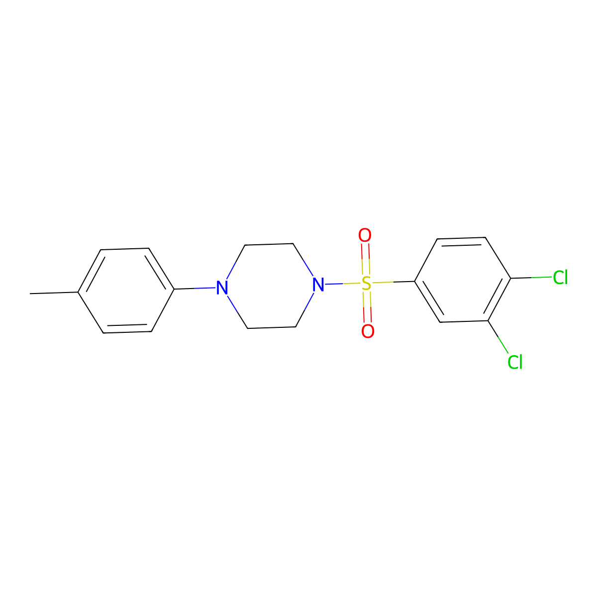 1-(3,4-Dichlorophenyl)sulfonyl-4-(4-methylphenyl)piperazine molecular structure, CAS 524039-68-7