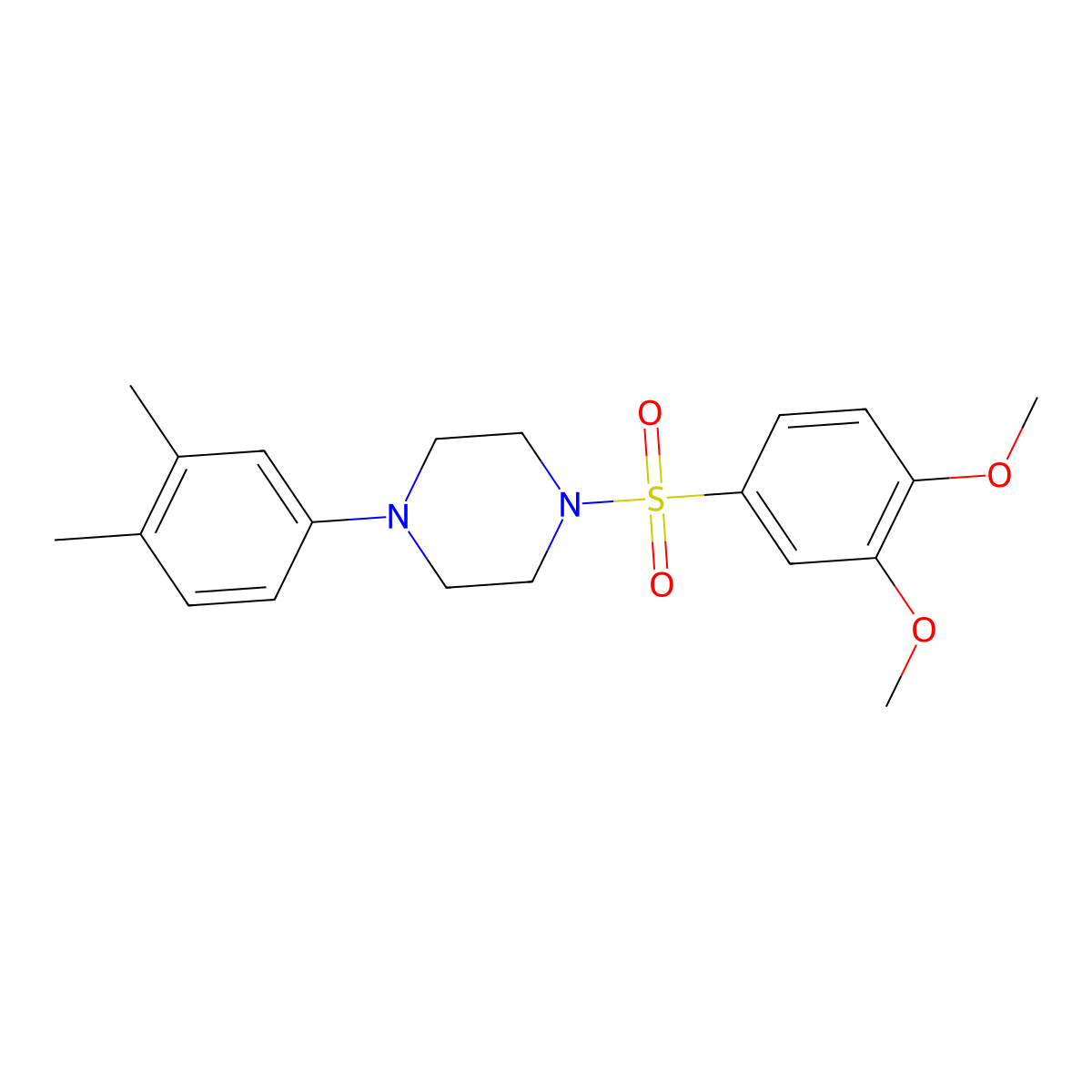 1-(3,4-Dimethoxybenzenesulfonyl)-4-(3,4-dimethylphenyl)piperazine molecular structure, CAS 524039-72-3