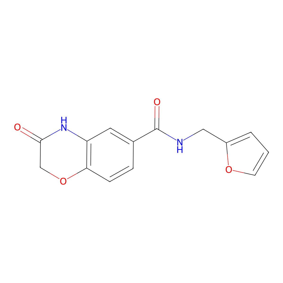 2H-1,4-Benzoxazine-6-carboxamide, N-(2-furanylmethyl)-3,4-dihydro-3-oxo- molecular structure, CAS 524039-97-2