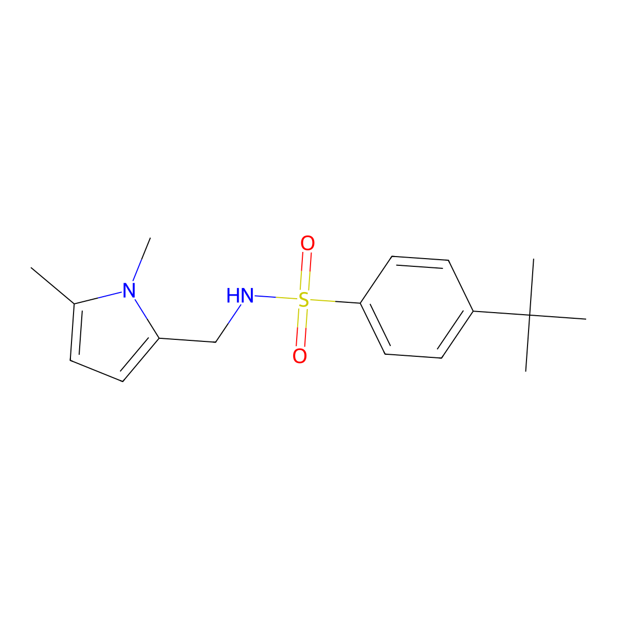 4-tert-butyl-N-[(1,5-dimethyl-1H-pyrrol-2-yl)methyl]benzenesulfonamide molecular structure, CAS 524039-98-3
