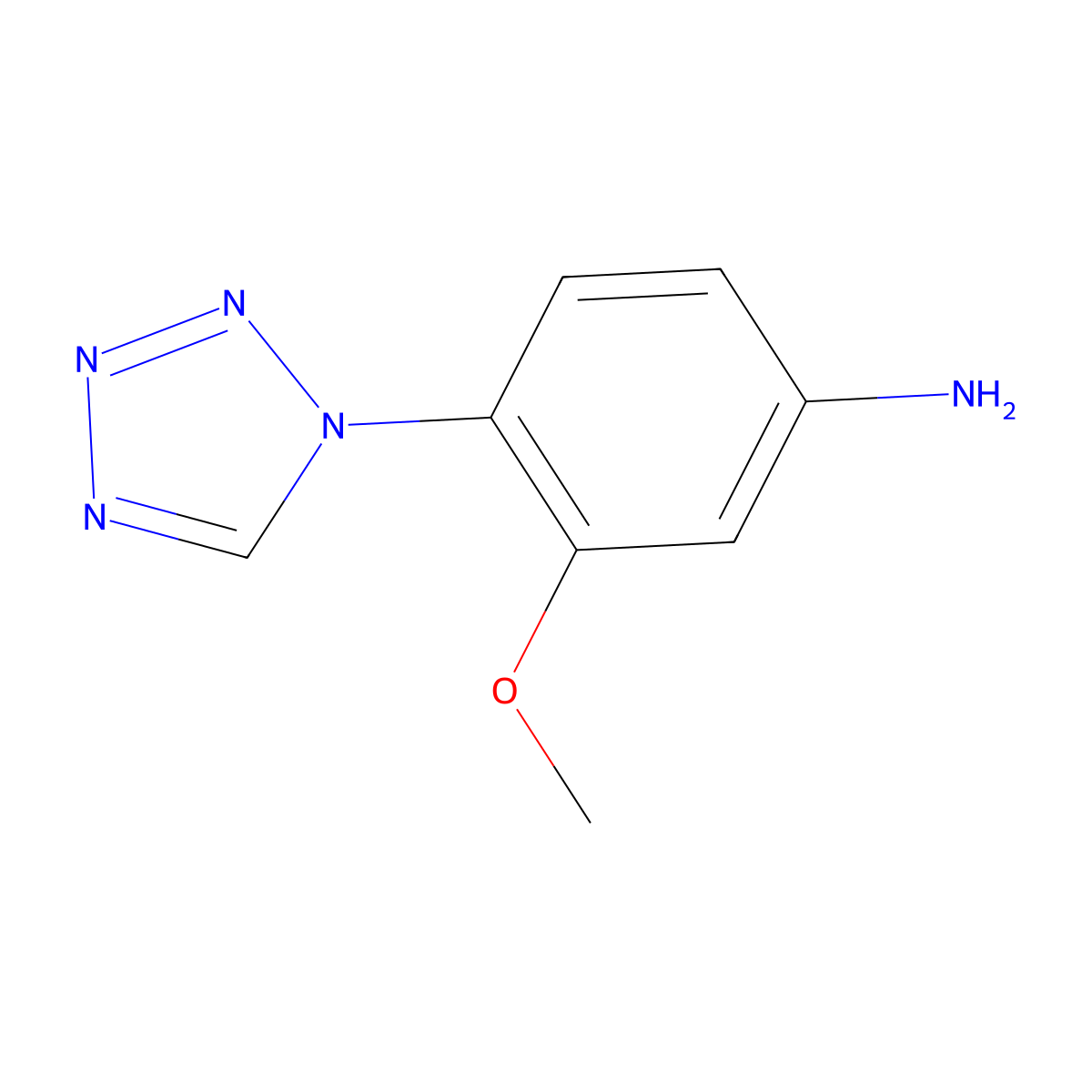 3-methoxy-4-(1H-1,2,3,4-tetrazol-1-yl)aniline molecular structure, CAS 524040-12-8