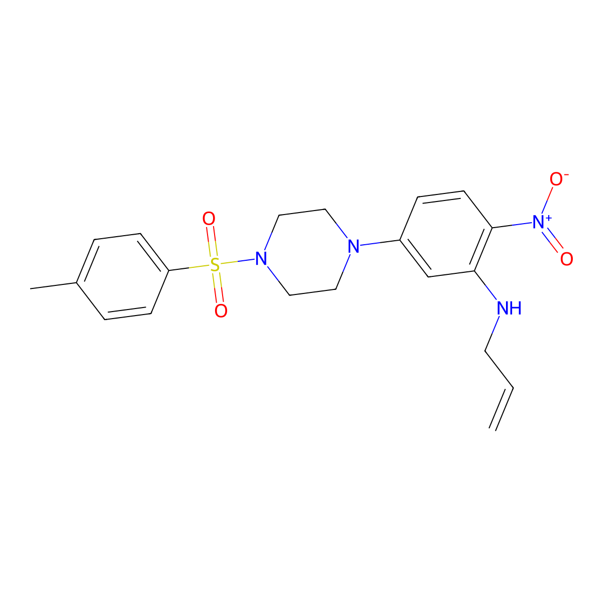 5-[4-(4-methylphenyl)sulfonylpiperazin-1-yl]-2-nitro-N-prop-2-enylaniline molecular structure, CAS 524041-59-6