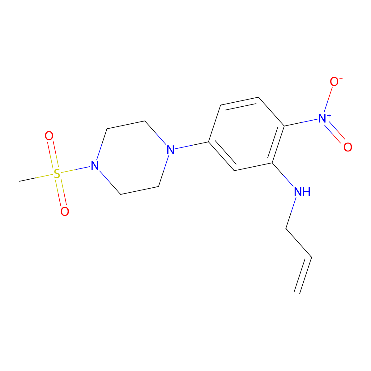 5-(4-methylsulfonylpiperazin-1-yl)-2-nitro-N-prop-2-enylaniline molecular structure, CAS 524041-60-9