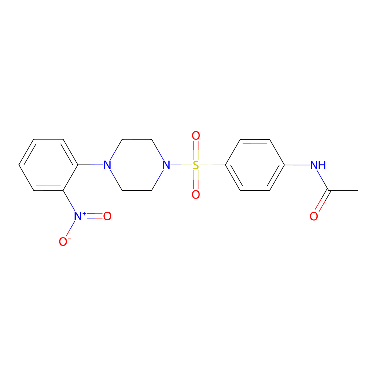 N-[4-[4-(2-nitrophenyl)piperazin-1-yl]sulfonylphenyl]acetamide molecular structure, CAS 524041-64-3
