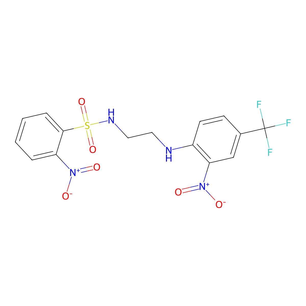 2-nitro-N-[2-[2-nitro-4-(trifluoromethyl)anilino]ethyl]benzenesulfonamide molecular structure, CAS 524041-74-5