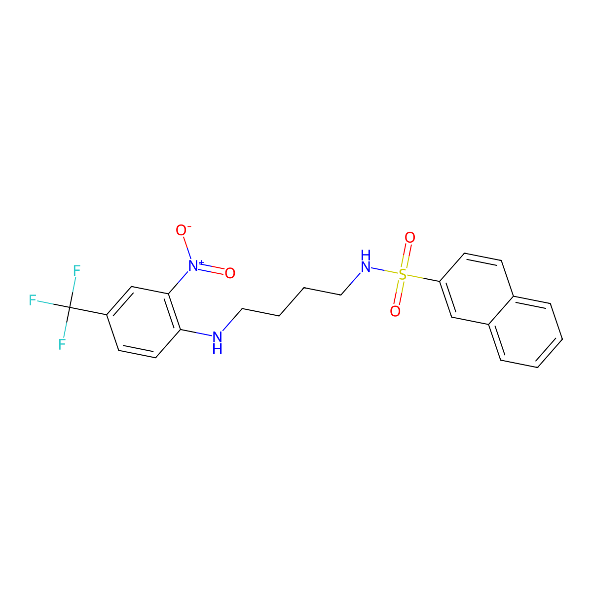 N-[4-[2-nitro-4-(trifluoromethyl)anilino]butyl]naphthalene-2-sulfonamide molecular structure, CAS 524041-77-8