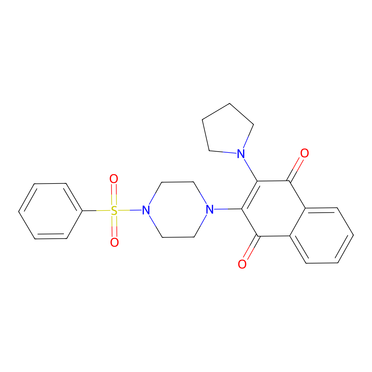 2-[4-(Benzenesulfonyl)piperazin-1-yl]-3-pyrrolidin-1-ylnaphthalene-1,4-dione molecular structure, CAS 524041-78-9