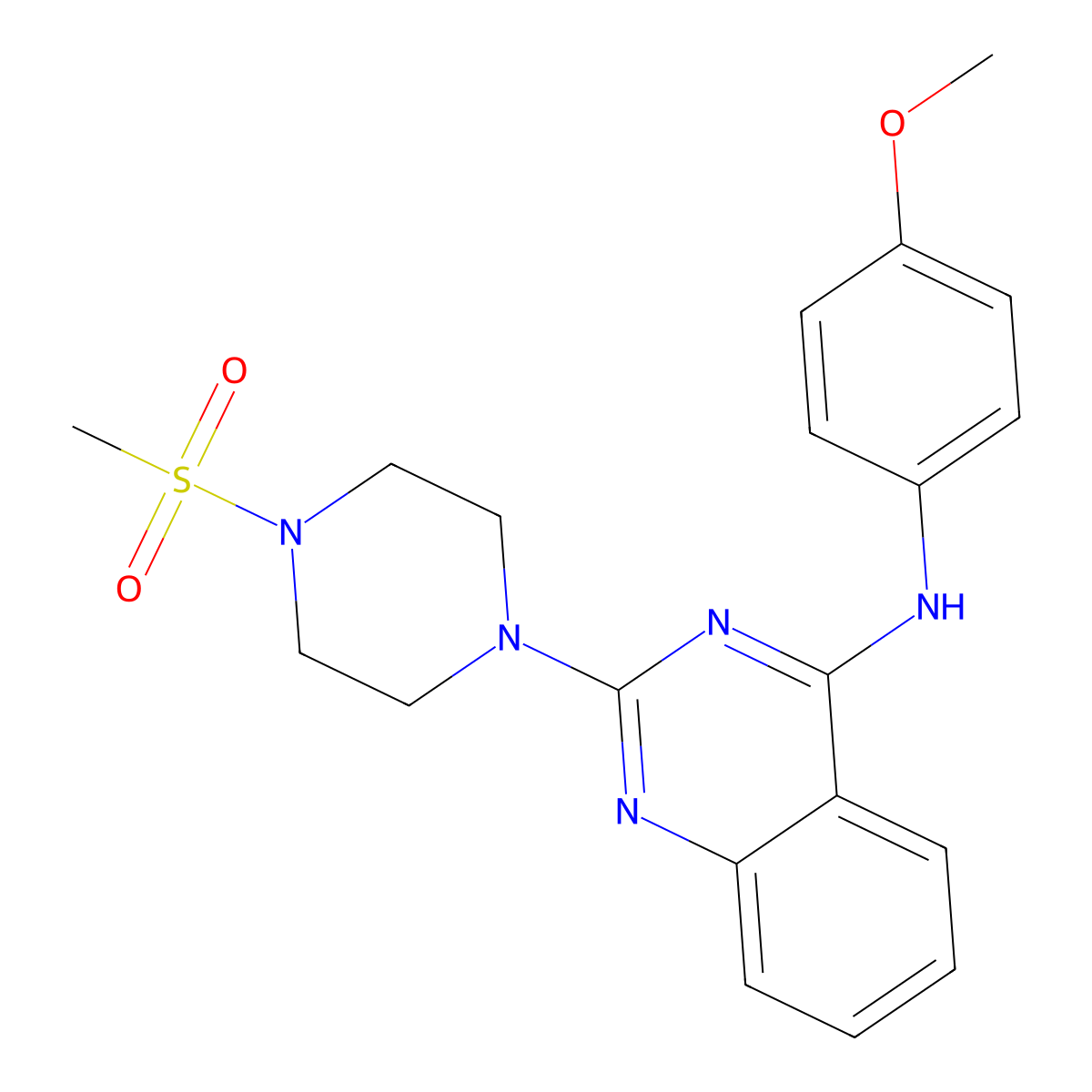 N-(4-methoxyphenyl)-2-(4-methylsulfonylpiperazin-1-yl)quinazolin-4-amine molecular structure, CAS 524041-79-0