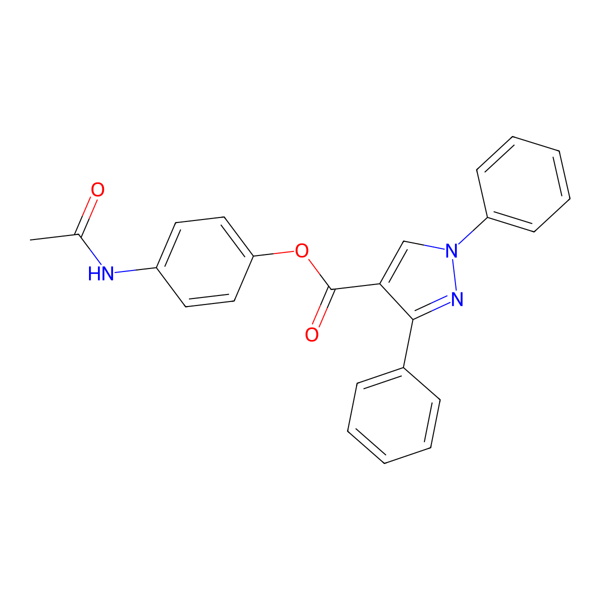 4-(acetylamino)phenyl 1,3-diphenyl-1H-pyrazole-4-carboxylate molecular structure, CAS 524041-92-7