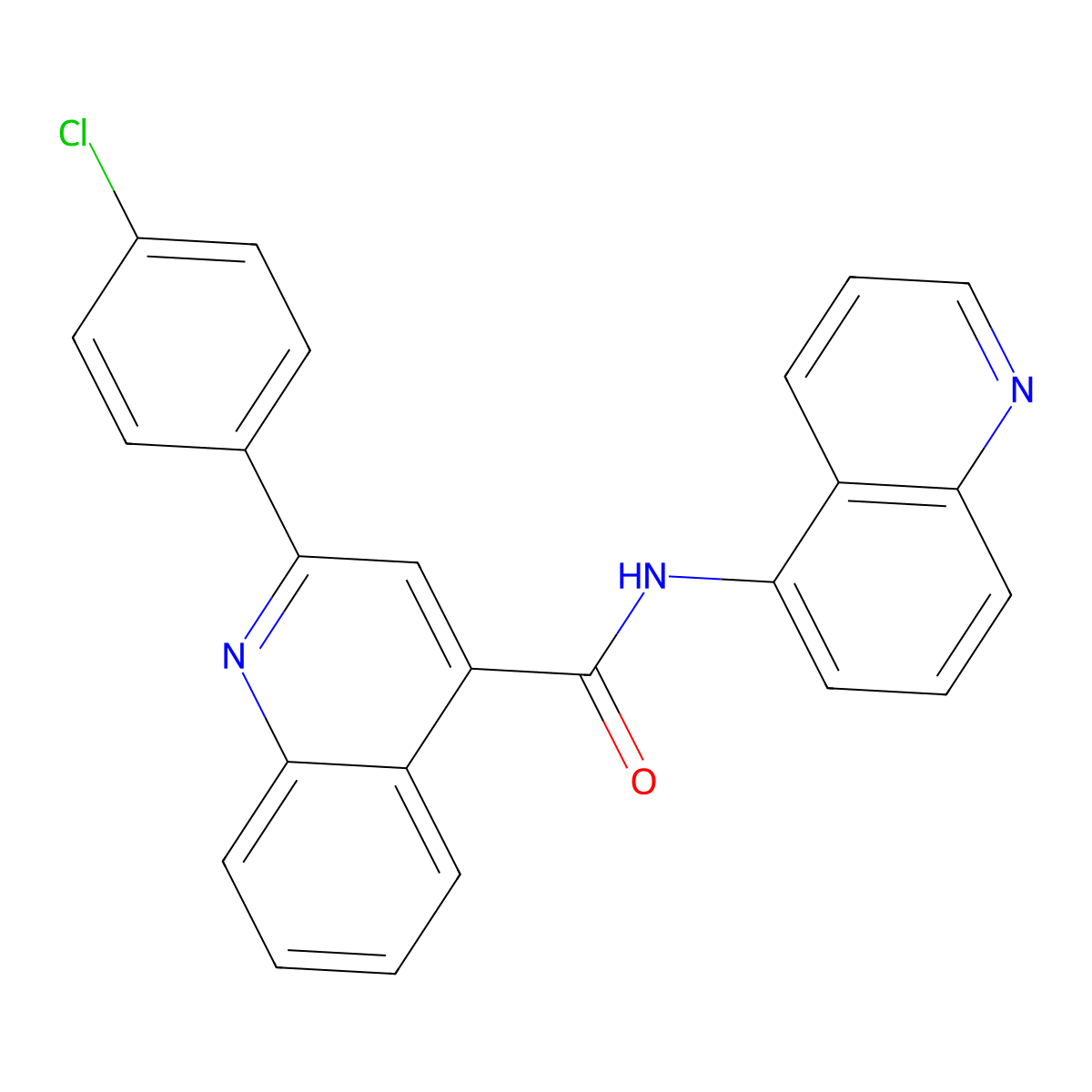 2-(4-chlorophenyl)-N-(quinolin-5-yl)quinoline-4-carboxamide molecular structure, CAS 524041-95-0