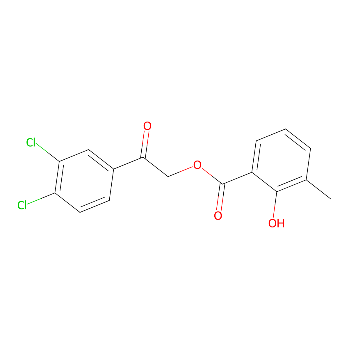 2-(3,4-Dichlorophenyl)-2-oxoethyl 2-hydroxy-3-methylbenzoate molecular structure, CAS 524042-07-7