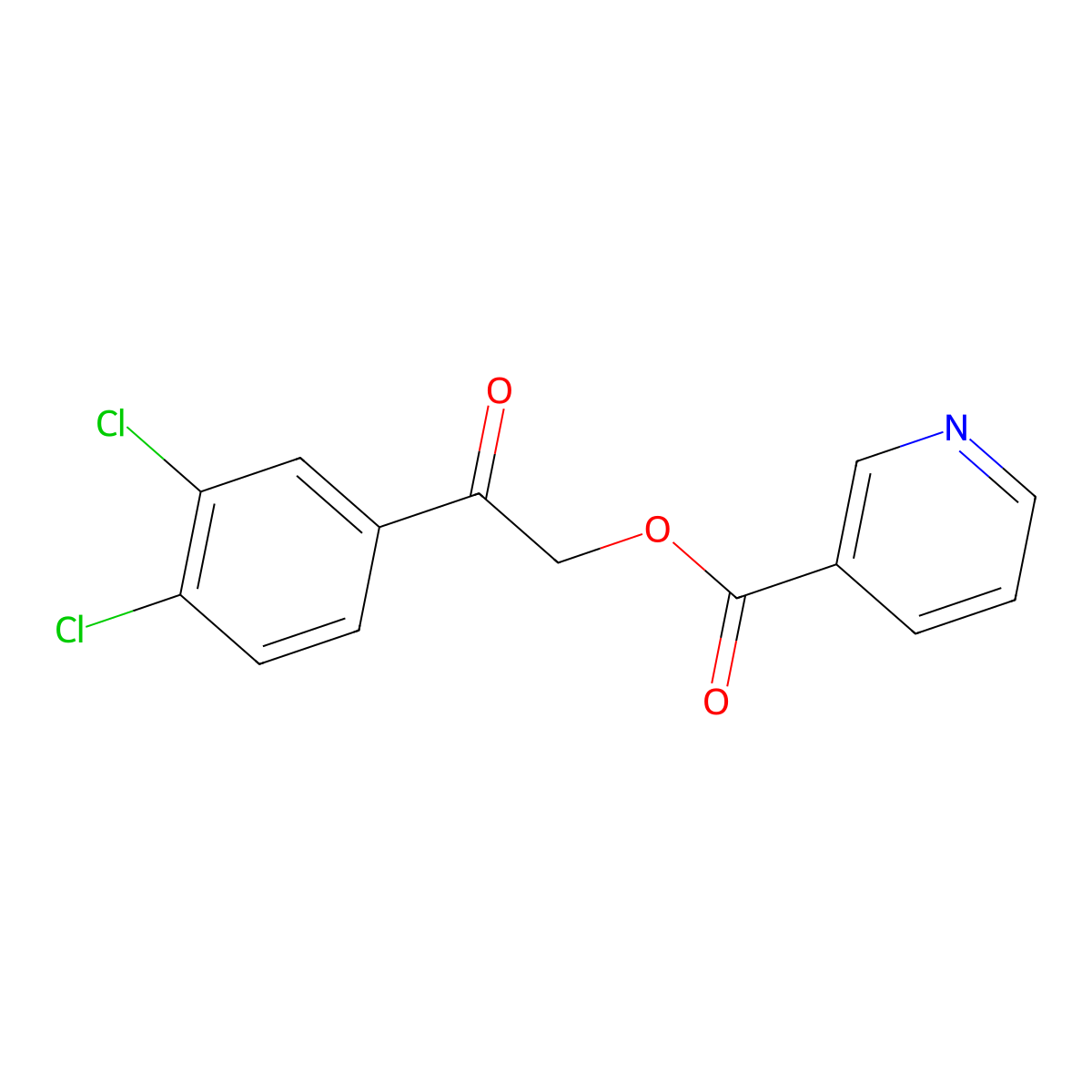Nicotinic acid 2-(3,4-dichloro-phenyl)-2-oxo-ethyl ester molecular structure, CAS 524042-09-9