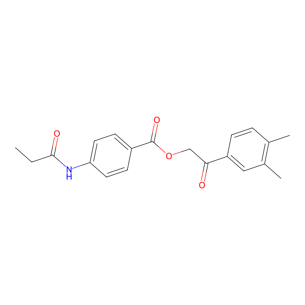 2-(3,4-Dimethylphenyl)-2-oxoethyl 4-(propionylamino)benzoate molecular structure, CAS 524042-46-4