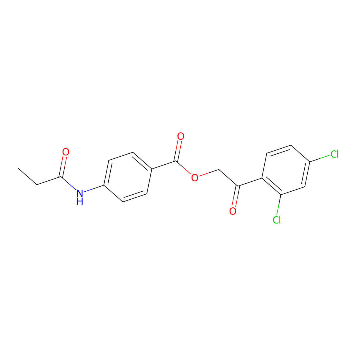 2-(2,4-Dichlorophenyl)-2-oxoethyl 4-(propionylamino)benzoate molecular structure, CAS 524042-49-7