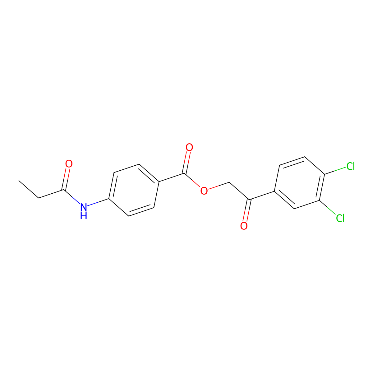 2-(3,4-Dichlorophenyl)-2-oxoethyl 4-(propionylamino)benzoate molecular structure, CAS 524042-51-1