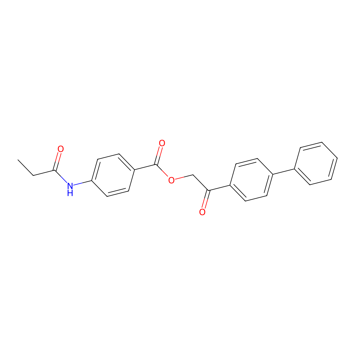 [2-Oxo-2-(4-phenylphenyl)ethyl] 4-(propanoylamino)benzoate molecular structure, CAS 524042-52-2