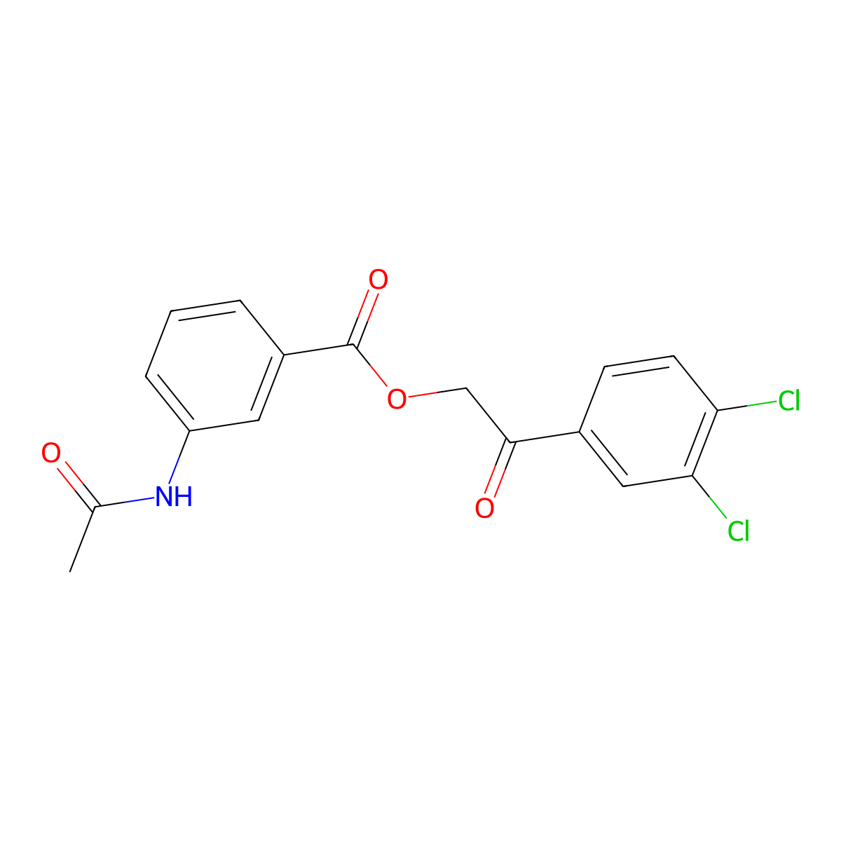 2-(3,4-Dichlorophenyl)-2-oxoethyl 3-(acetylamino)benzoate molecular structure, CAS 524042-62-4