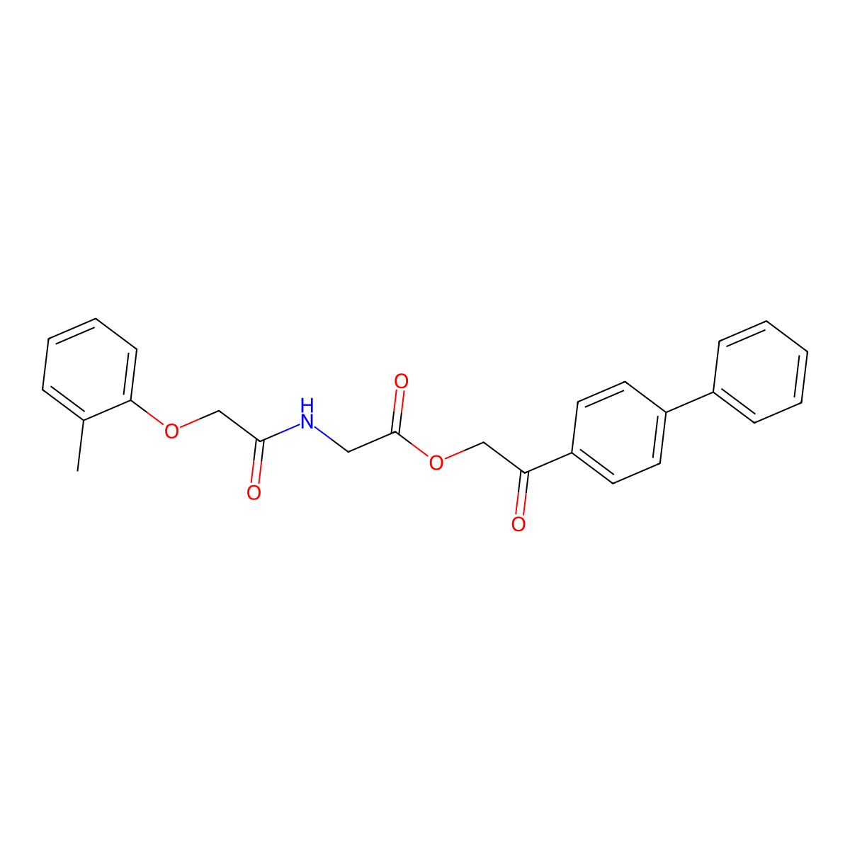 [2-Oxo-2-(4-phenylphenyl)ethyl] 2-[[2-(2-methylphenoxy)acetyl]amino]acetate molecular structure, CAS 524042-76-0