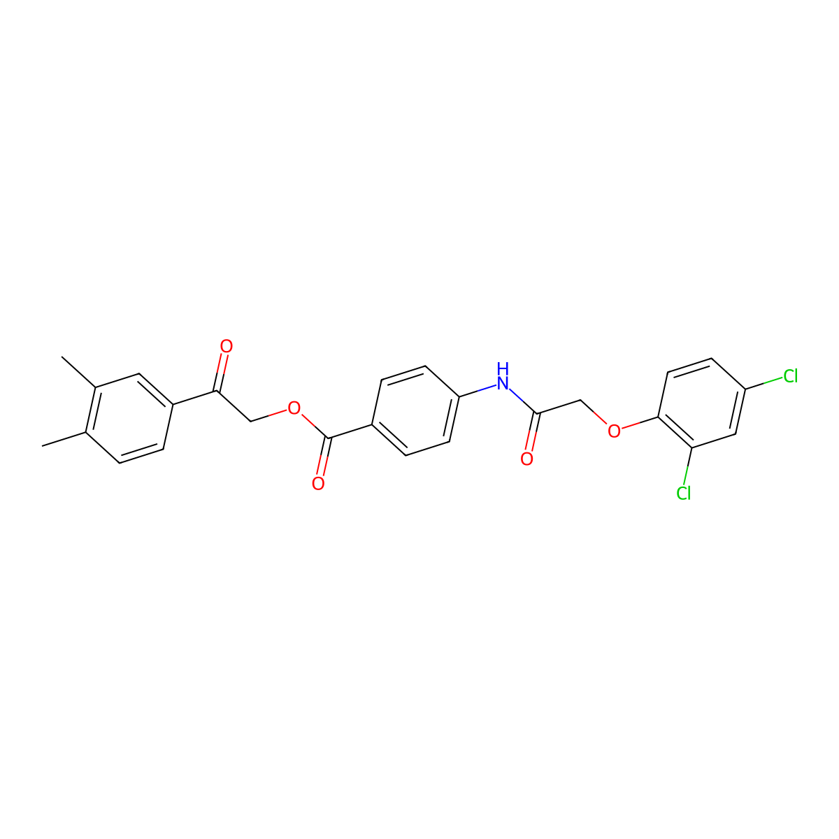 2-(3,4-Dimethylphenyl)-2-oxoethyl 4-{[(2,4-dichlorophenoxy)acetyl]amino}benzoate molecular structure, CAS 524042-77-1