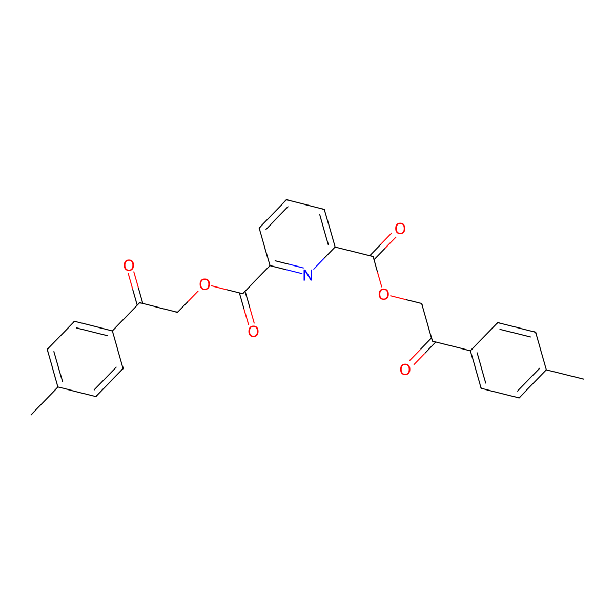 Bis[2-(4-methylphenyl)-2-oxoethyl] pyridine-2,6-dicarboxylate molecular structure, CAS 524042-80-6
