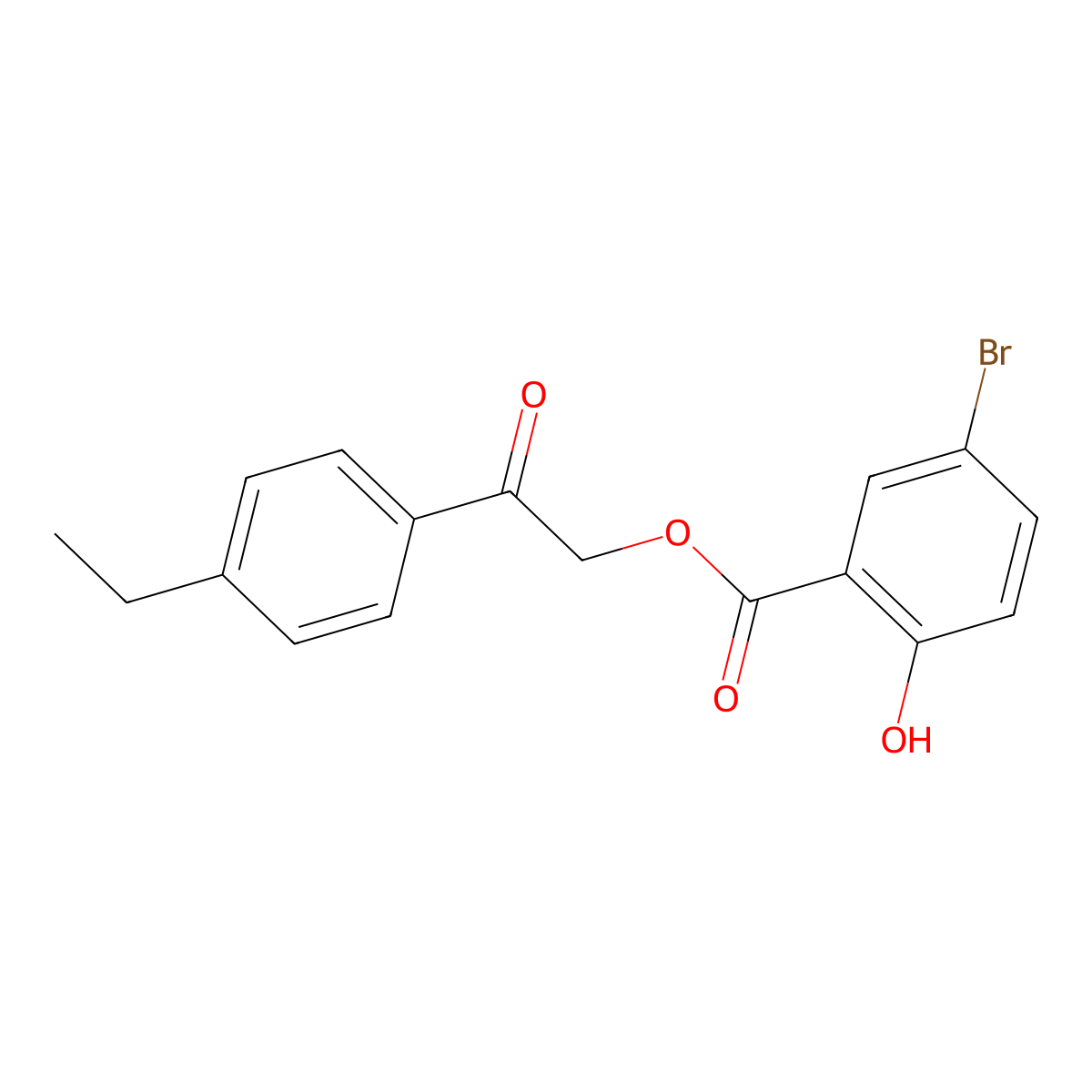 2-(4-Ethylphenyl)-2-oxoethyl 5-bromo-2-hydroxybenzoate molecular structure, CAS 524043-00-3